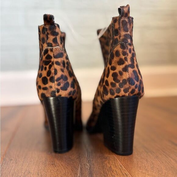 New Marc Fisher Alva Ankle Heeled Bootie Leopard Cheetah Animal Print - Picture 6 of 8